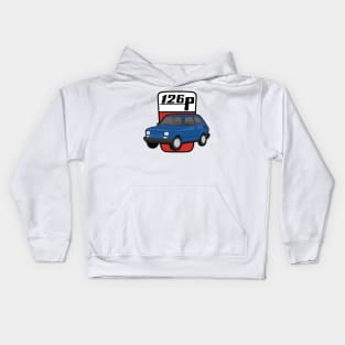 126P Car maluch 126 blue Kids Hoodie